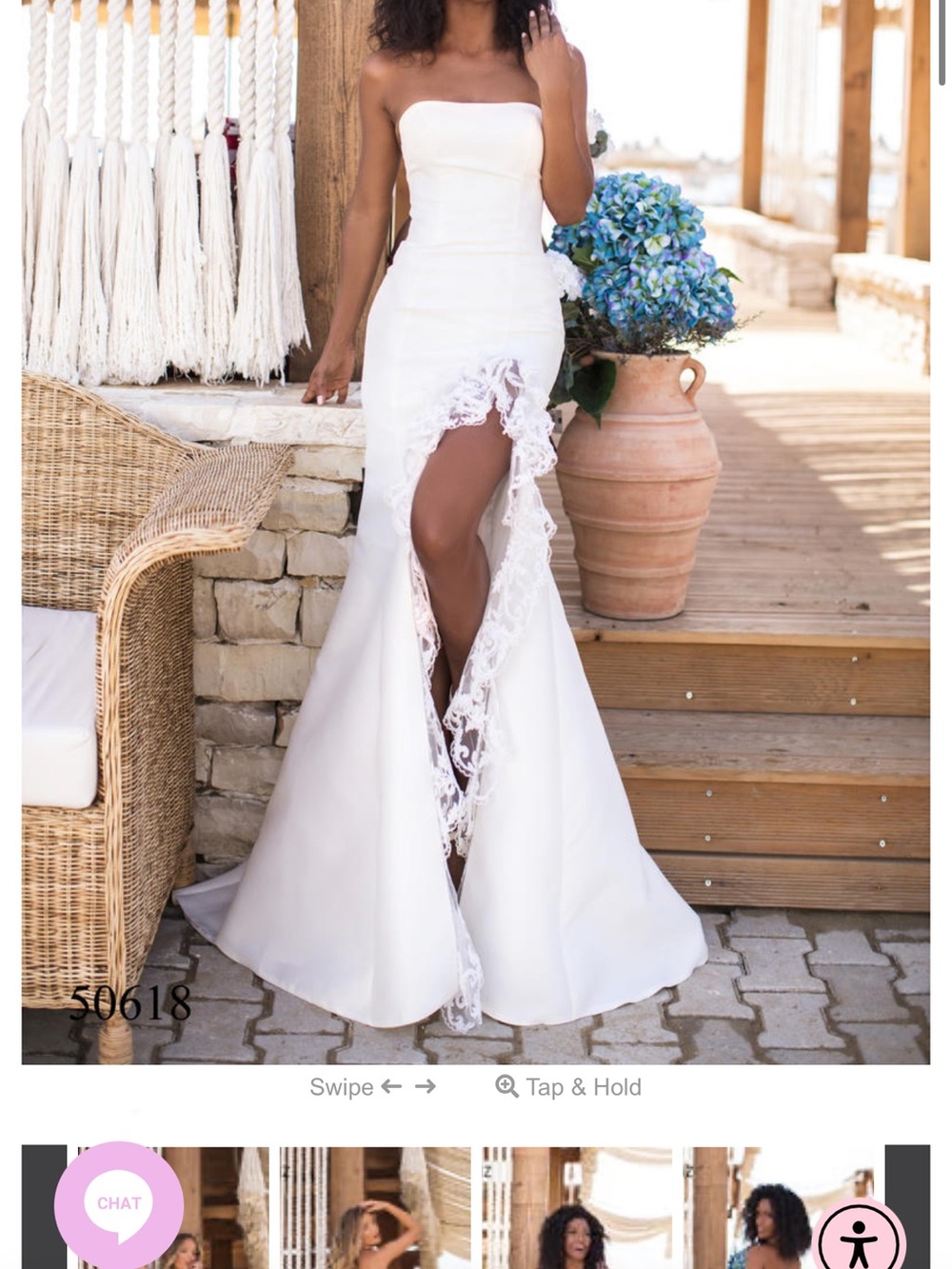 Tarik Ediz White Strapless Satin Evening Gown